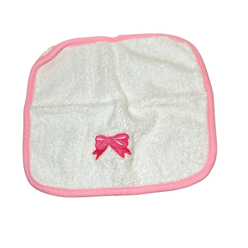 Gerber Nuby Baby Washcloths Set 6 Pink White Mint Green Good Bow Embroidery